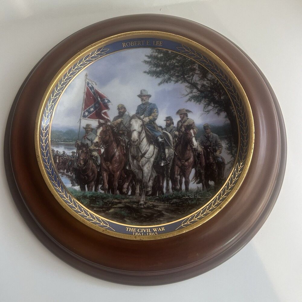 The CIVIL WAR Collector Plate Robert E. Lee Bradford Exchange Wood Frame 1994